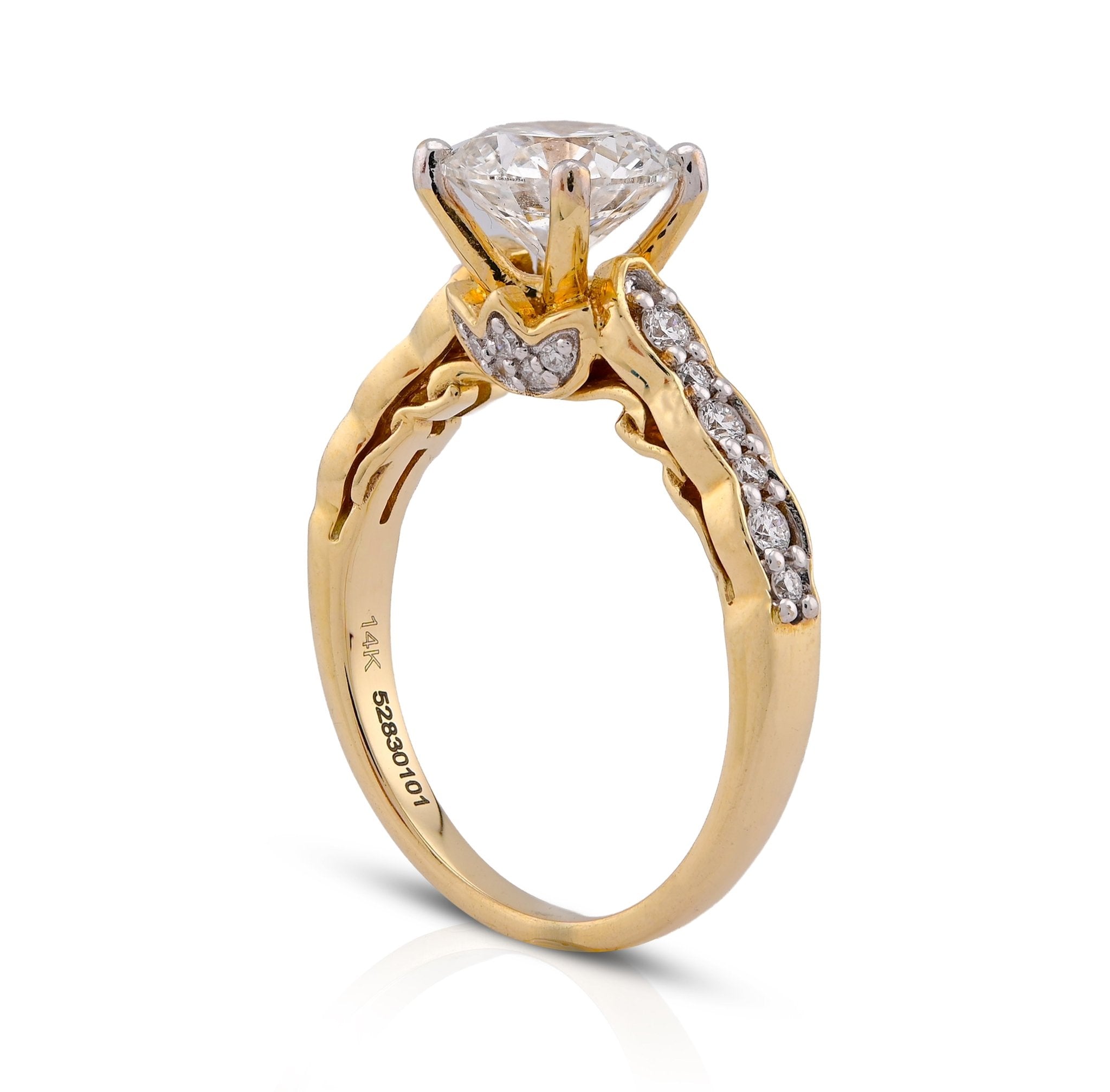 14K Yellow Gold 2.28CT Centre Round Solitaire Lab Diamond Women Ring - Elite Jewelers-Rings