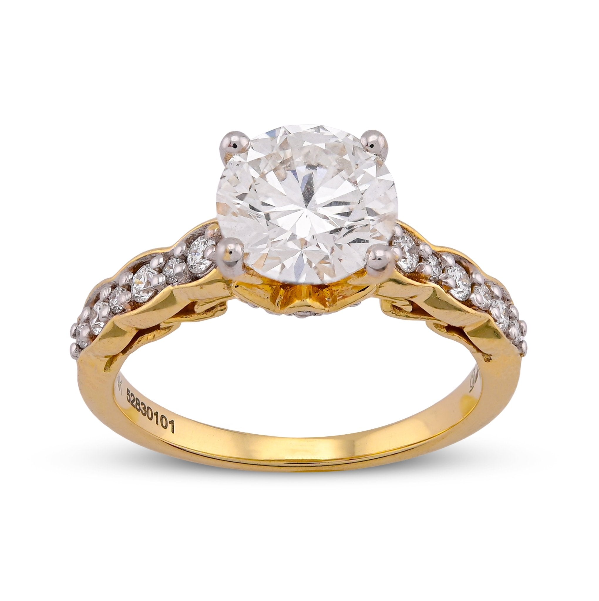 14K Yellow Gold 2.28CT Centre Round Solitaire Lab Diamond Women Ring - Elite Jewelers-Rings