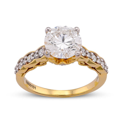 14K Yellow Gold 2.28CT Centre Round Solitaire Lab Diamond Women Ring - Elite Jewelers-Rings