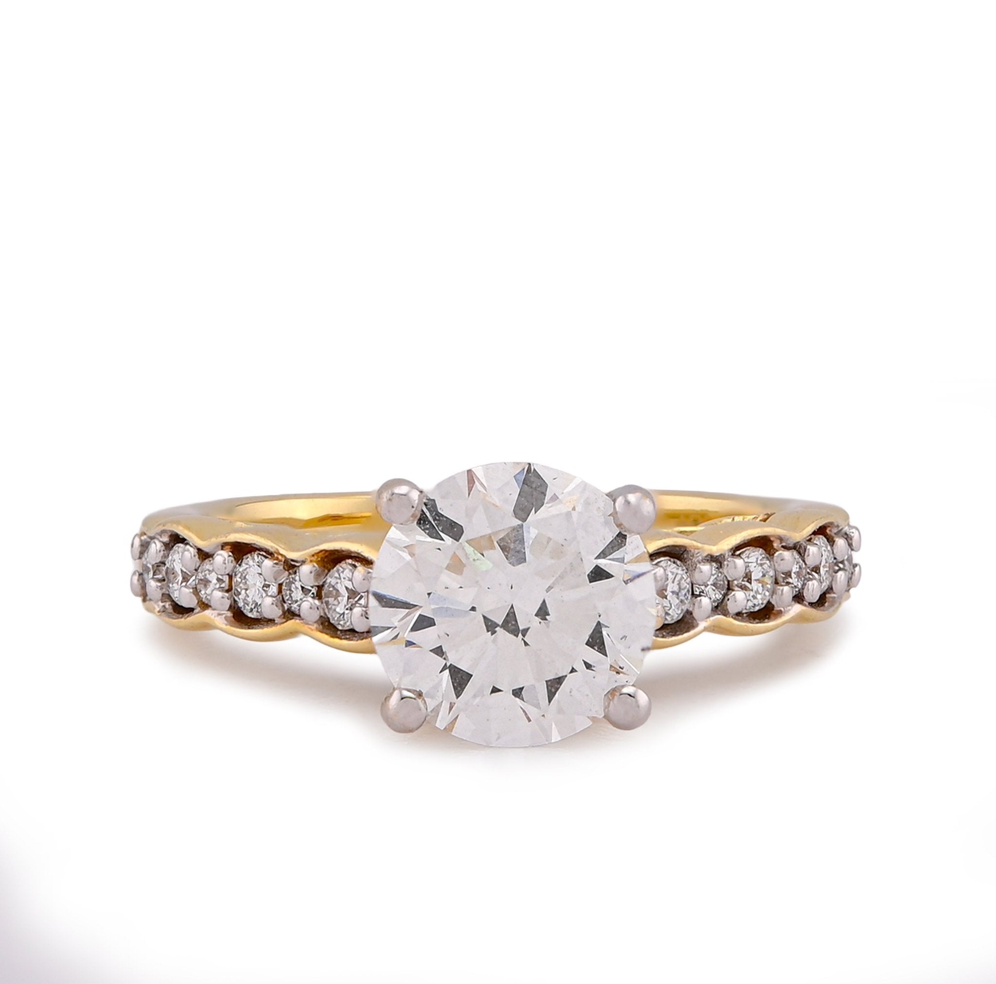 14K Yellow Gold 2.28CT Centre Round Solitaire Lab Diamond Women Ring - Elite Jewelers-Rings
