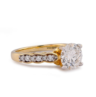 14K Yellow Gold 2.28CT Centre Round Solitaire Lab Diamond Women Ring - Elite Jewelers-Rings