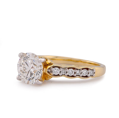 14K Yellow Gold 2.28CT Centre Round Solitaire Lab Diamond Women Ring - Elite Jewelers-Rings