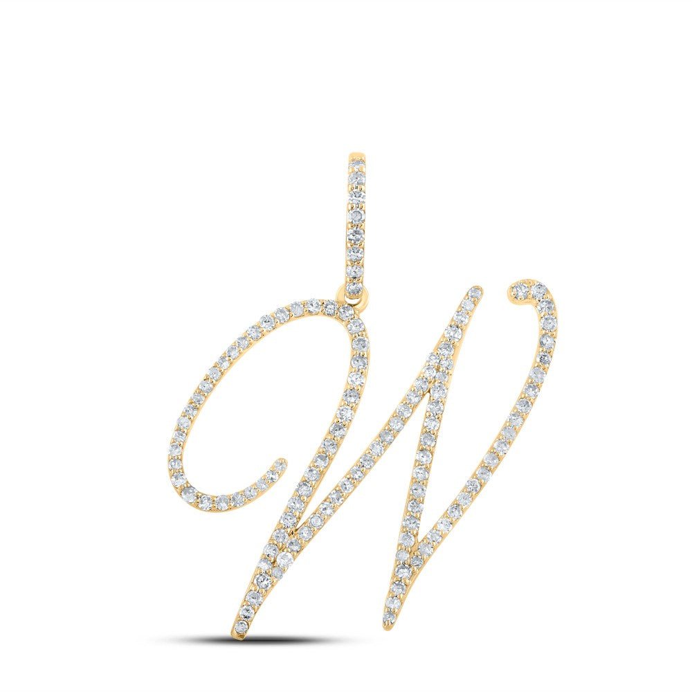 14k Yellow Gold 2.36g 0.68CTW Natural Diamond Initial "W" Pendant Alphabet Charm - Elite Jewelers - Charms & Pendants