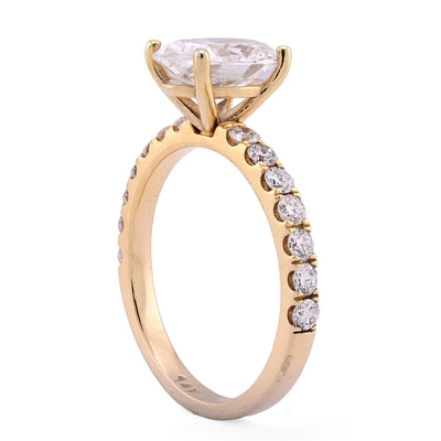 14K Yellow Gold 2.3CT Oval Solitaire Centre 3.06TC Women Ring Lab Diamond Band - Elite Jewelers - Rings