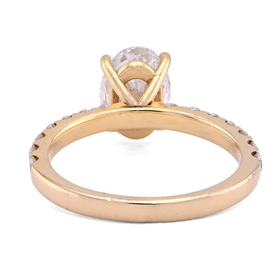 14K Yellow Gold 2.3CT Oval Solitaire Centre 3.06TC Women Ring Lab Diamond Band - Elite Jewelers - Rings