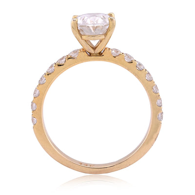 14K Yellow Gold 2.3CT Oval Solitaire Centre 3.06TC Women Ring Lab Diamond Band - Elite Jewelers - Rings