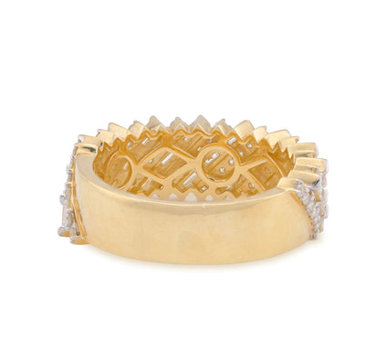 14K Yellow Gold 2.5CT Natural Diamond Round/Baguette Rectangular Men Ring 10g - Elite Jewelers - Rings