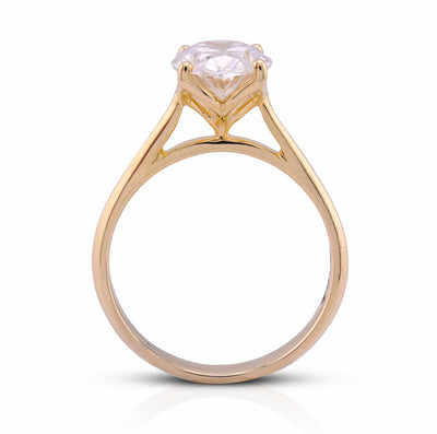 14K Yellow Gold 2.5CT Oval Solitaire Centre Lab Diamond Women Ring - Elite Jewelers - Rings