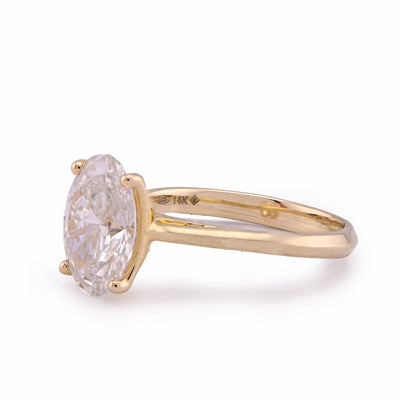 14K Yellow Gold 2.5CT Oval Solitaire Centre Lab Diamond Women Ring - Elite Jewelers - Rings