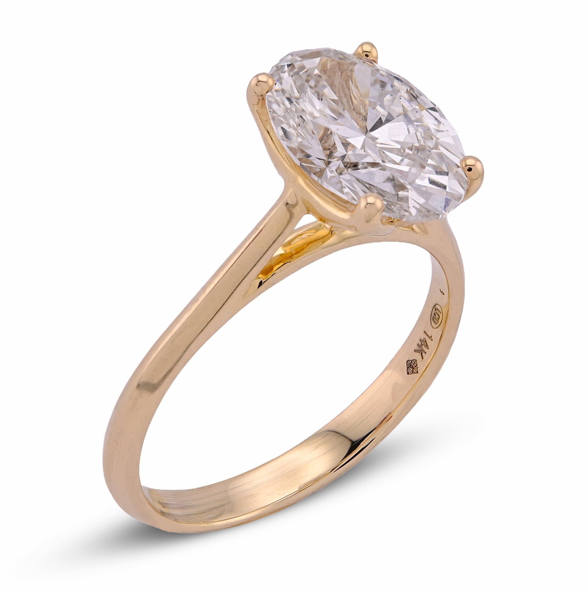14K Yellow Gold 2.5CT Oval Solitaire Centre Lab Diamond Women Ring - Elite Jewelers - Rings