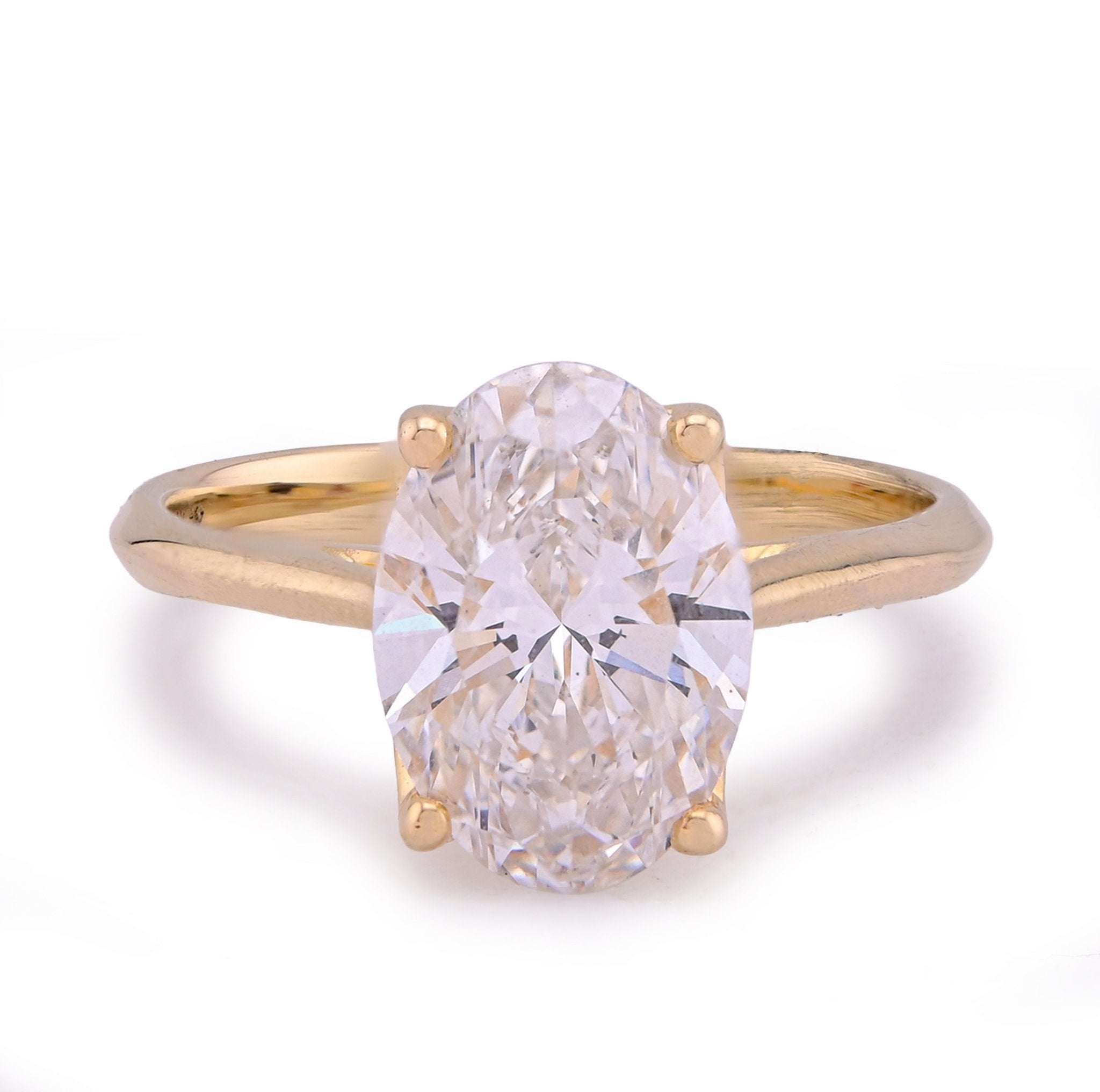 14K Yellow Gold 2.5CT Oval Solitaire Centre Lab Diamond Women Ring - Elite Jewelers - Rings
