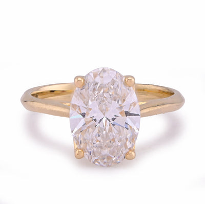 14K Yellow Gold 2.5CT Oval Solitaire Centre Lab Diamond Women Ring - Elite Jewelers - Rings