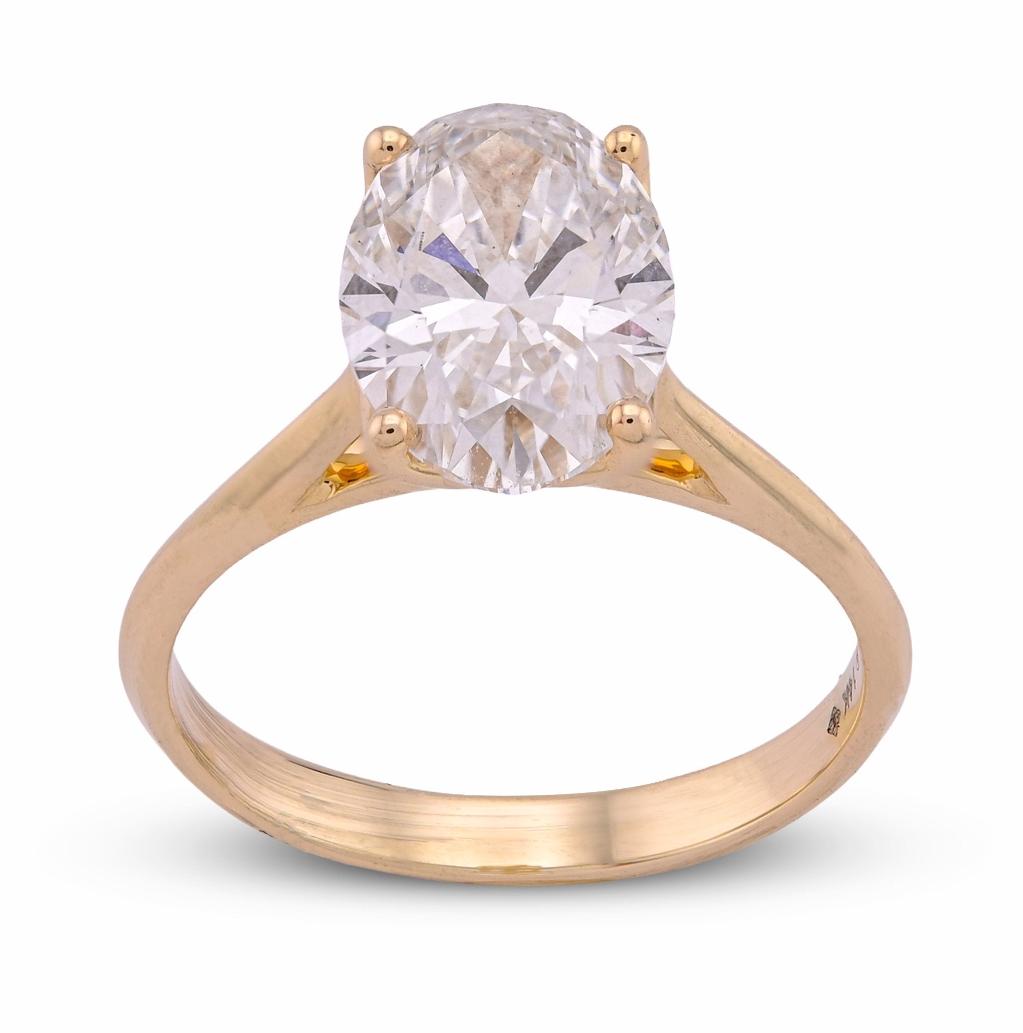 14K Yellow Gold 2.5CT Oval Solitaire Centre Lab Diamond Women Ring - Elite Jewelers - Rings