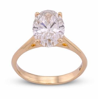 14K Yellow Gold 2.5CT Oval Solitaire Centre Lab Diamond Women Ring - Elite Jewelers - Rings