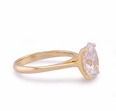 14K Yellow Gold 2.5CT Oval Solitaire Centre Lab Diamond Women Ring - Elite Jewelers - Rings