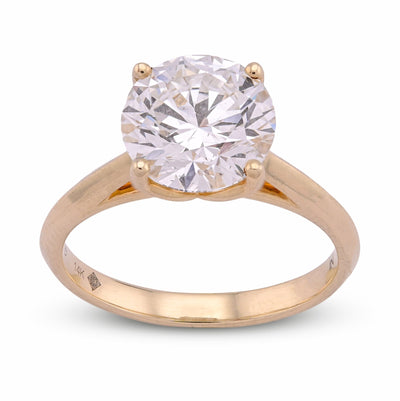 14K Yellow Gold 2.5CT Round Solitaire Centre Lab Diamond Women Ring - Elite Jewelers - Rings