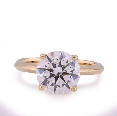 14K Yellow Gold 2.5CT Round Solitaire Centre Lab Diamond Women Ring - Elite Jewelers - Rings
