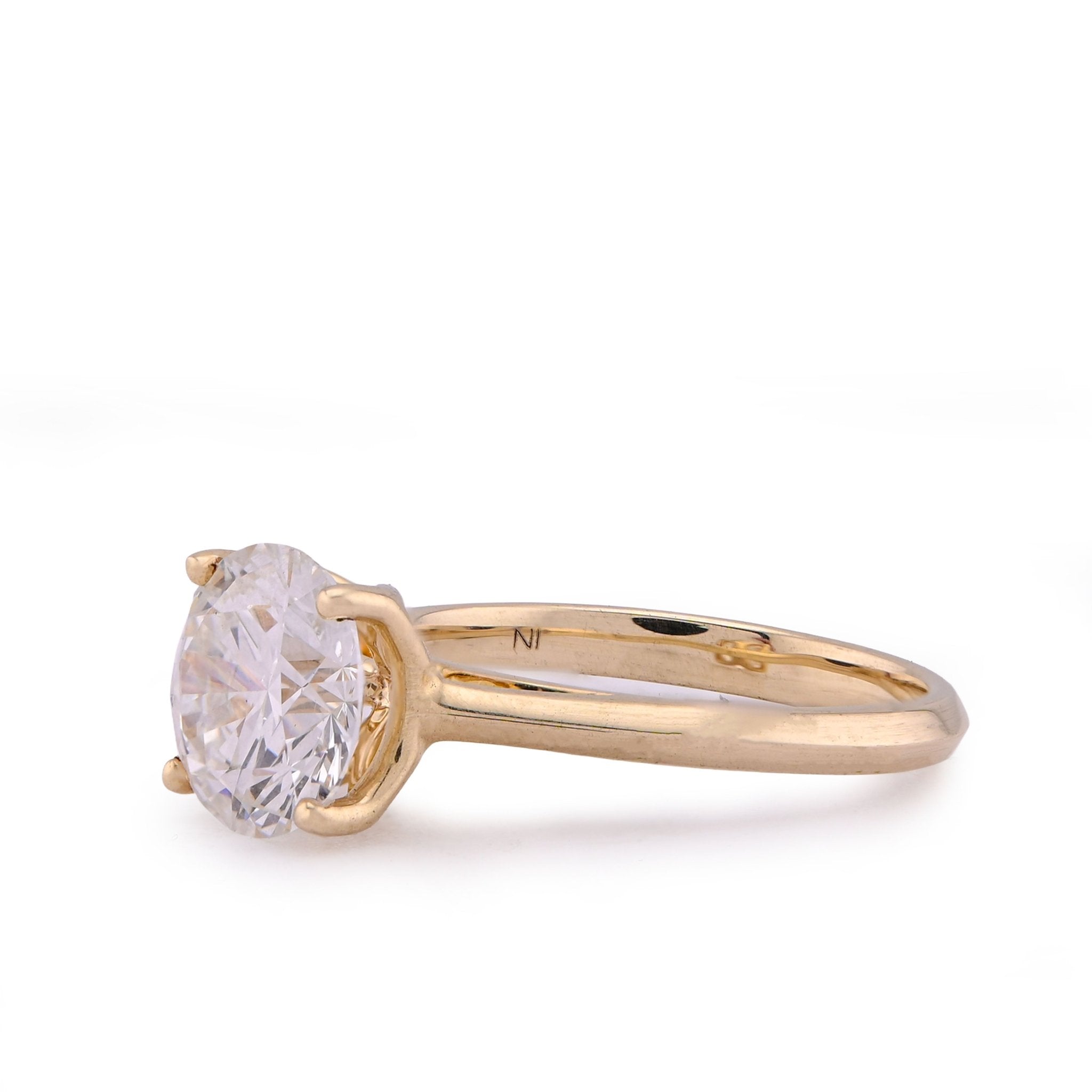 14K Yellow Gold 2.5CT Round Solitaire Centre Lab Diamond Women Ring - Elite Jewelers - Rings
