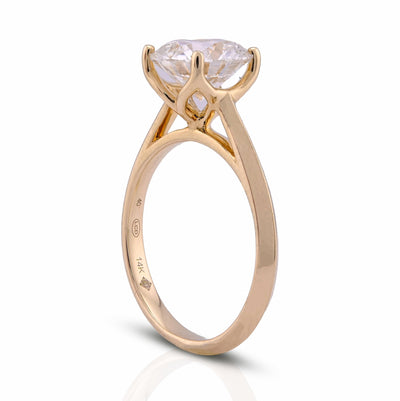 14K Yellow Gold 2.5CT Round Solitaire Centre Lab Diamond Women Ring - Elite Jewelers - Rings