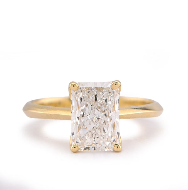 14K Yellow Gold 2CT Centre Radiant Solitaire Lab Diamond Women Ring - Elite Jewelers-Rings