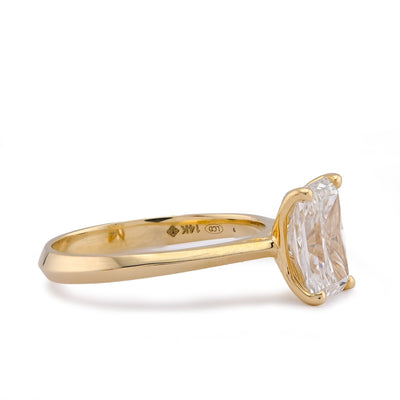 14K Yellow Gold 2CT Centre Radiant Solitaire Lab Diamond Women Ring - Elite Jewelers-Rings