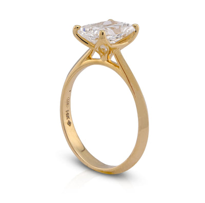 14K Yellow Gold 2CT Centre Radiant Solitaire Lab Diamond Women Ring - Elite Jewelers-Rings