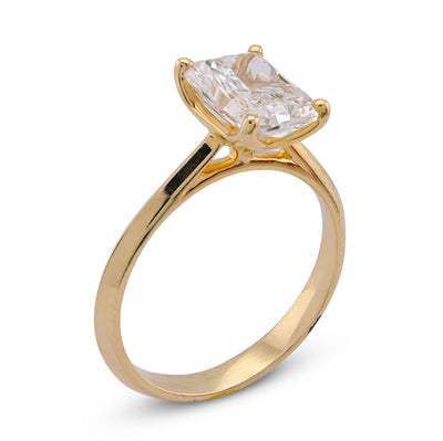 14K Yellow Gold 2CT Centre Radiant Solitaire Lab Diamond Women Ring - Elite Jewelers-Rings