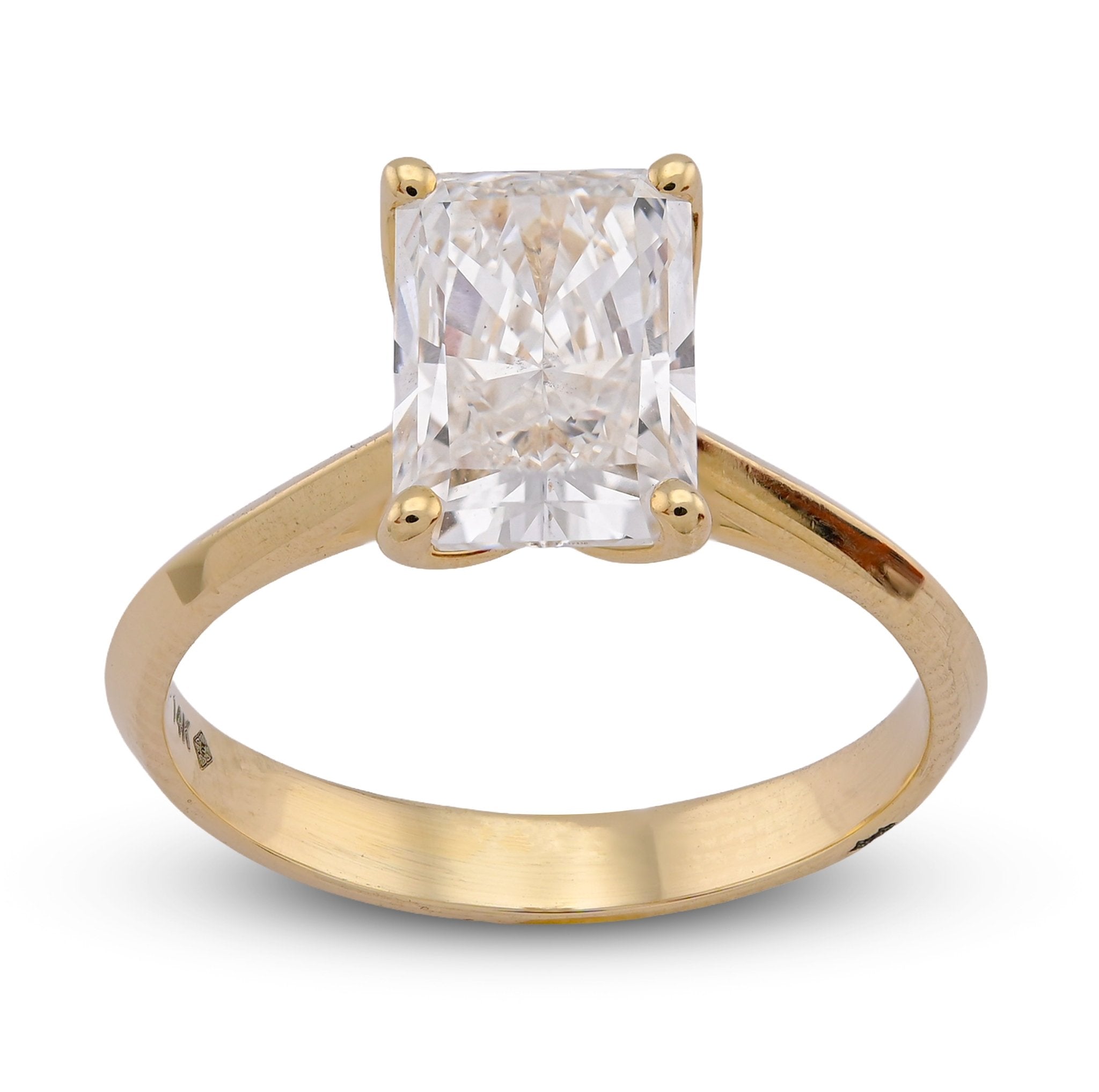 14K Yellow Gold 2CT Centre Radiant Solitaire Lab Diamond Women Ring - Elite Jewelers-Rings