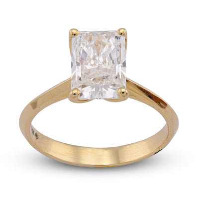 14K Yellow Gold 2CT Centre Radiant Solitaire Lab Diamond Women Ring - Elite Jewelers-Rings