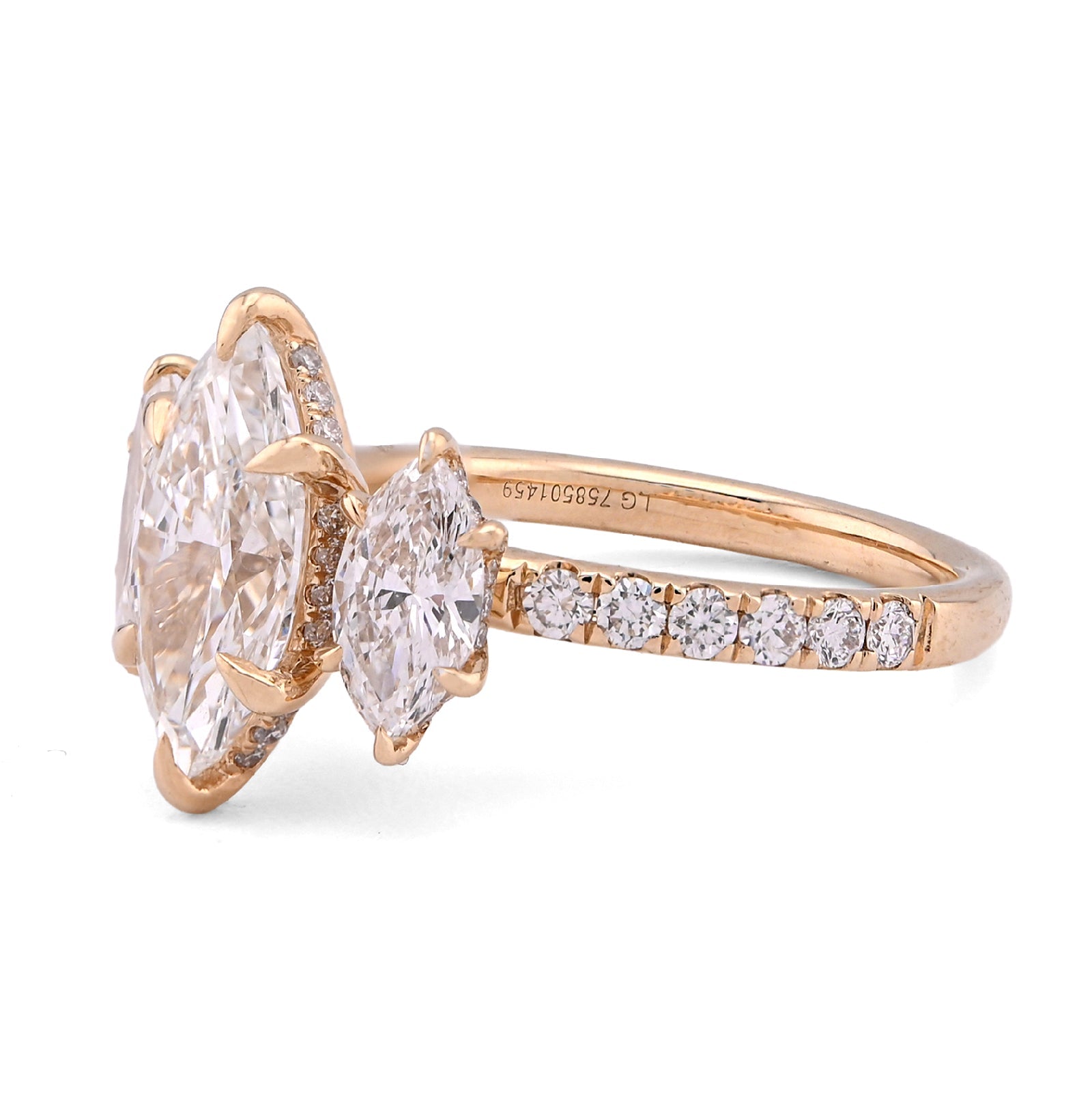 14K Yellow Gold 2CT Marquise Solitaire 3 Pair Centre 3.45TC Lab Diamond Women Ring - Elite Jewelers - Rings