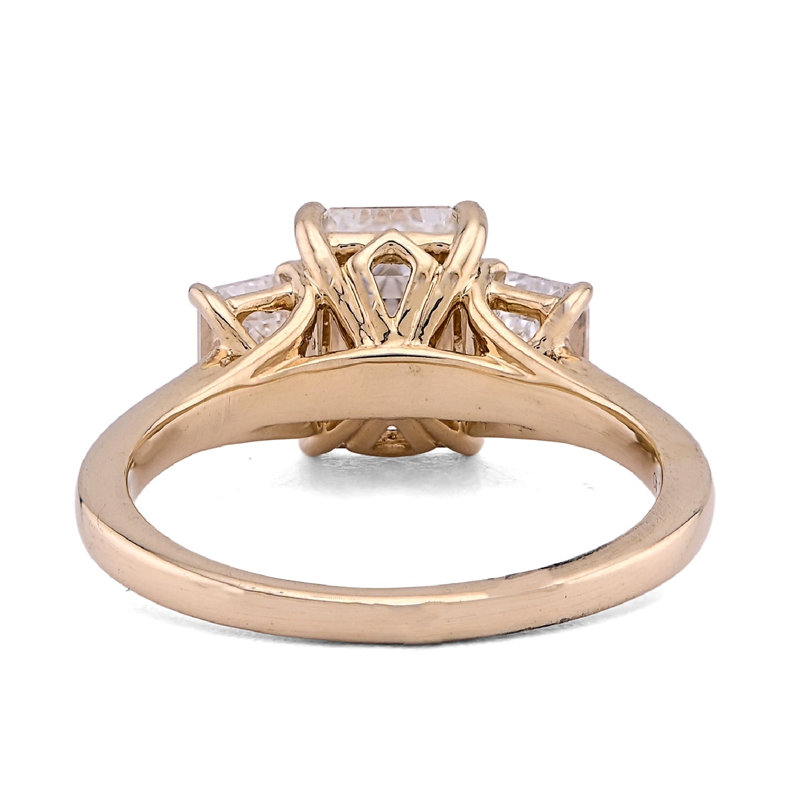 14K Yellow Gold 3 Emerald Centre 3CT Lab Diamond Women Ring - Elite Jewelers - Rings