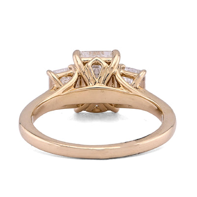 14K Yellow Gold 3 Emerald Centre 3CT Lab Diamond Women Ring - Elite Jewelers - Rings