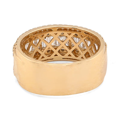 14K Yellow Gold 3.25 CT Natural Diamond Round/Baguette Men Ring - Elite Jewelers - Rings