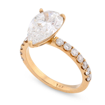 14K Yellow Gold 3.85CT Tear Drop Solitaire Lab Diamond Women's Ring - Elite Jewelers - Rings