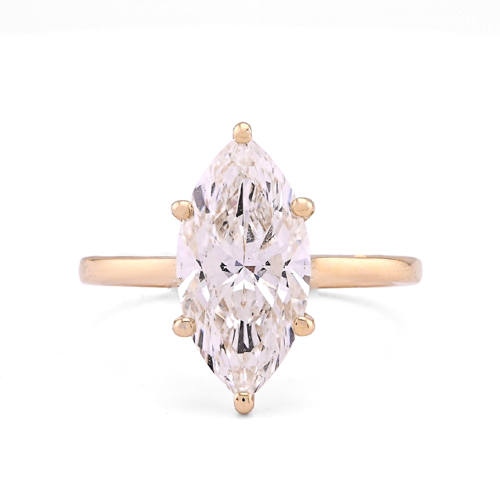 14K Yellow Gold 3CT Centre Marquise Lab Diamond Women Ring - Elite Jewelers - Rings
