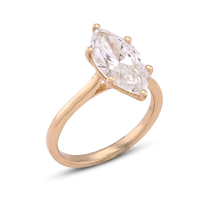 14K Yellow Gold 3CT Centre Marquise Lab Diamond Women Ring - Elite Jewelers - Rings