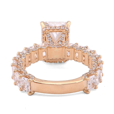 14K Yellow Gold 4.10CT Natural Diamond Radiant Centre 8.23TC Side Iced Women Lab Diamond Ring - Elite Jewelers - Rings
