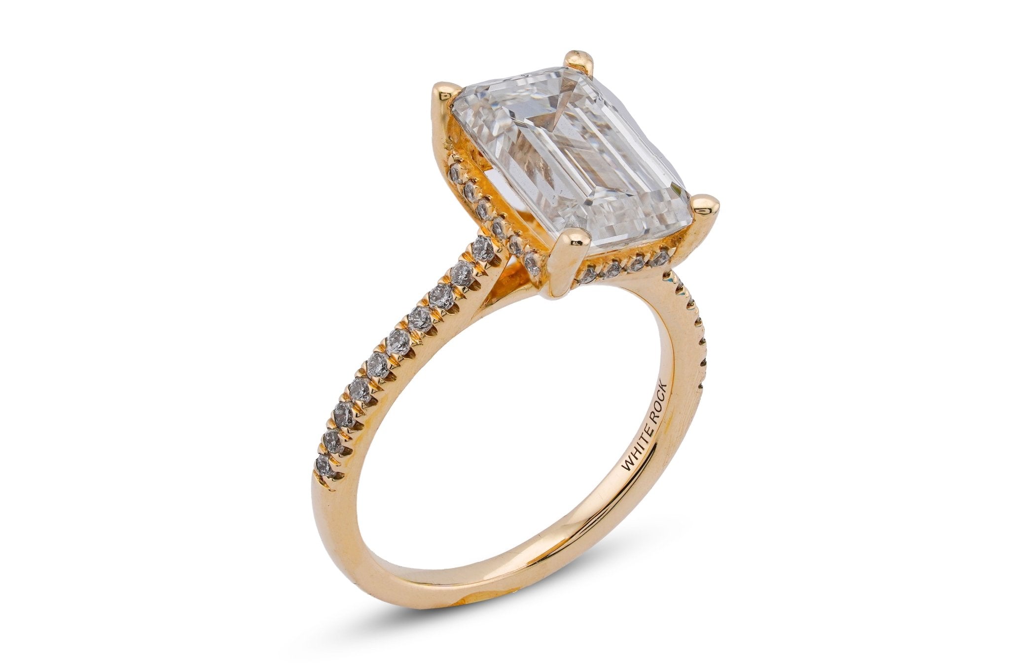 14K Yellow Gold 4.33CT Centre Emerald Cut Solitaire Lab Diamond Women Ring - Elite Jewelers-Rings