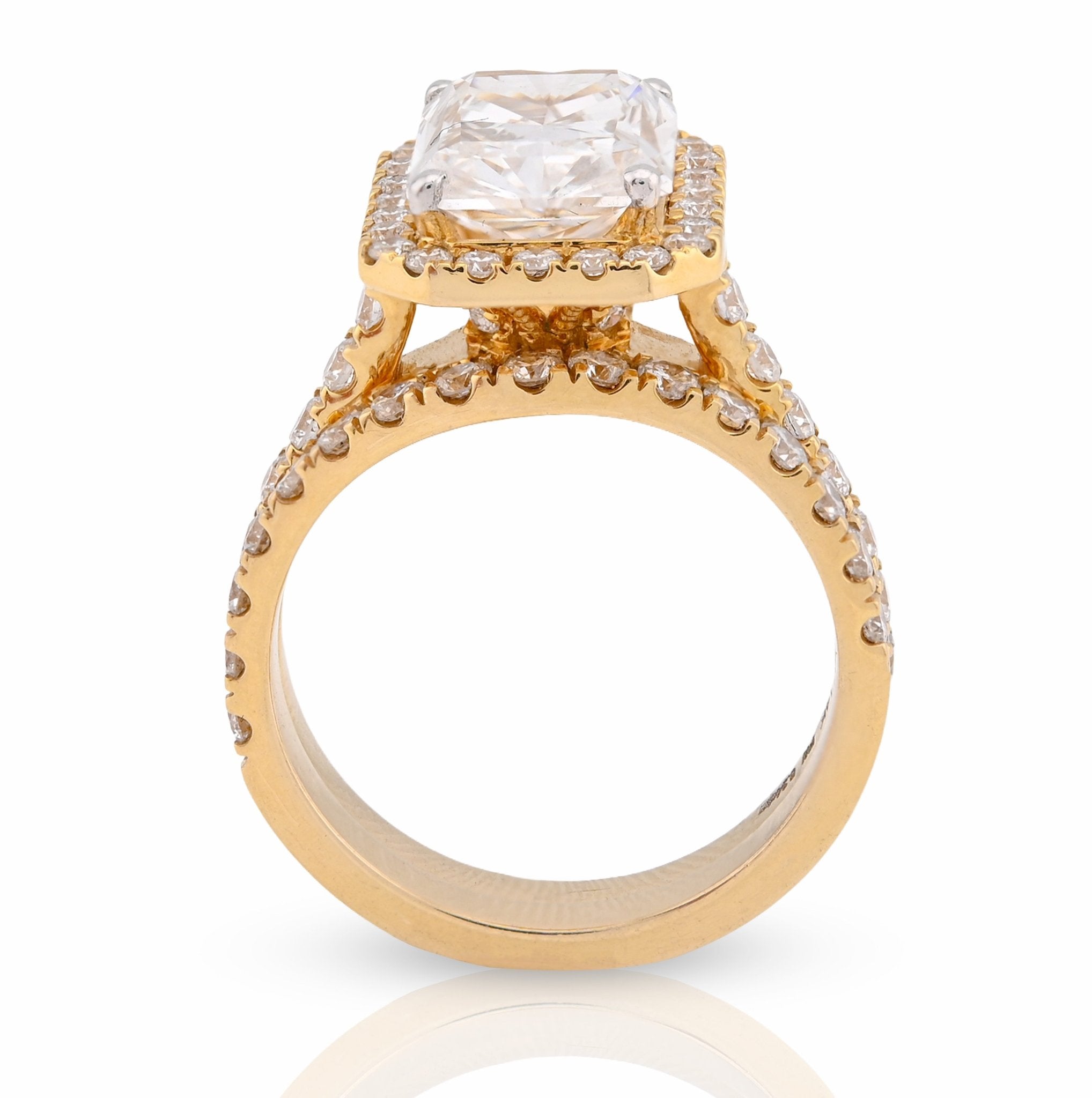 14K Yellow Gold 5.34CT Radiant Solitaire Lab Diamond Rectangular Shape Ring Women Band - Elite Jewelers - Rings