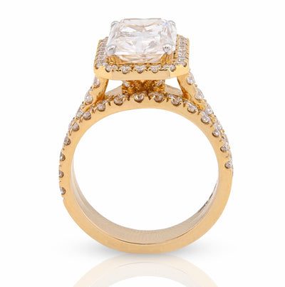 14K Yellow Gold 5.34CT Radiant Solitaire Lab Diamond Rectangular Shape Ring Women Band - Elite Jewelers - Rings
