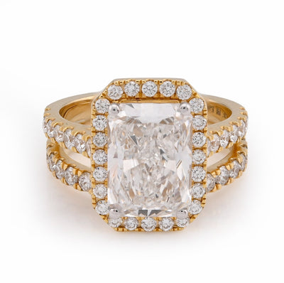 14K Yellow Gold 5.34CT Radiant Solitaire Lab Diamond Rectangular Shape Ring Women Band - Elite Jewelers - Rings