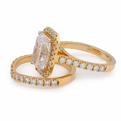 14K Yellow Gold 5.34CT Radiant Solitaire Lab Diamond Rectangular Shape Ring Women Band - Elite Jewelers - Rings