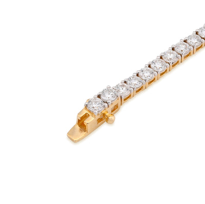 14K Yellow Gold 5.60CT Round Lab Diamond 8 Pointer Women 8" Tennis Bracelet - Elite Jewelers - Bracelets