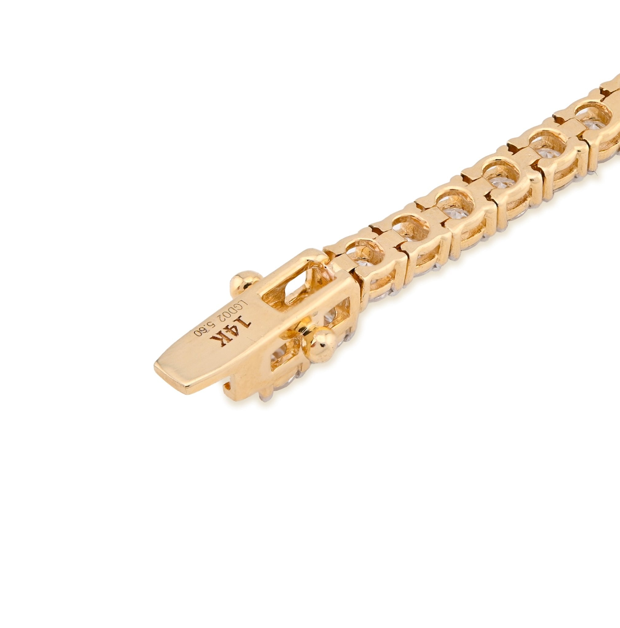 14K Yellow Gold 5.60CT Round Lab Diamond 8 Pointer Women 8" Tennis Bracelet - Elite Jewelers - Bracelets