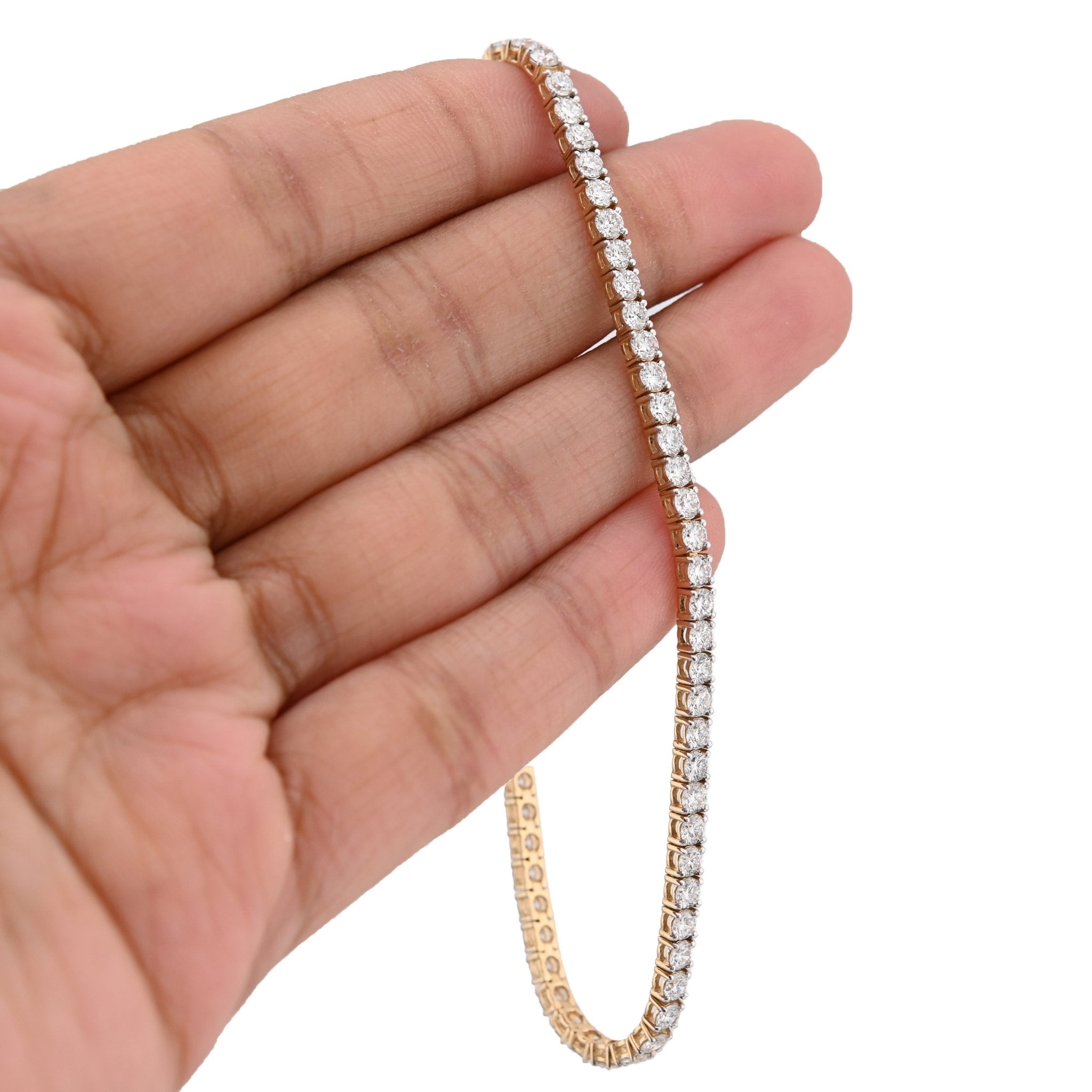14K Yellow Gold 5.60CT Round Lab Diamond 8 Pointer Women 8" Tennis Bracelet - Elite Jewelers - Bracelets