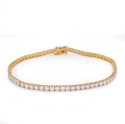 14K Yellow Gold 5.60CT Round Lab Diamond 8 Pointer Women 8" Tennis Bracelet - Elite Jewelers - Bracelets