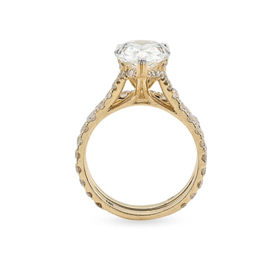 14k Yellow Gold 5.85CTW Pear - Shaped Lab Diamond Ring with Band 4.8gms For Womens - Elite Jewelers - Rings