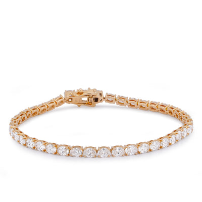 14K Yellow Gold 6.22CT Oval Solitaire Tennis Men Women lab Diamond Bracelet - Elite Jewelers-Bracelets