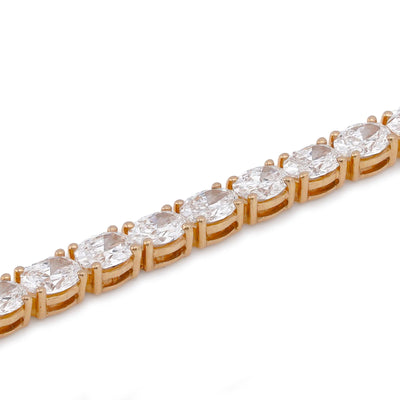 14K Yellow Gold 6.22CT Oval Solitaire Tennis Men Women lab Diamond Bracelet - Elite Jewelers-Bracelets