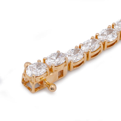 14K Yellow Gold 6.22CT Oval Solitaire Tennis Men Women lab Diamond Bracelet - Elite Jewelers-Bracelets